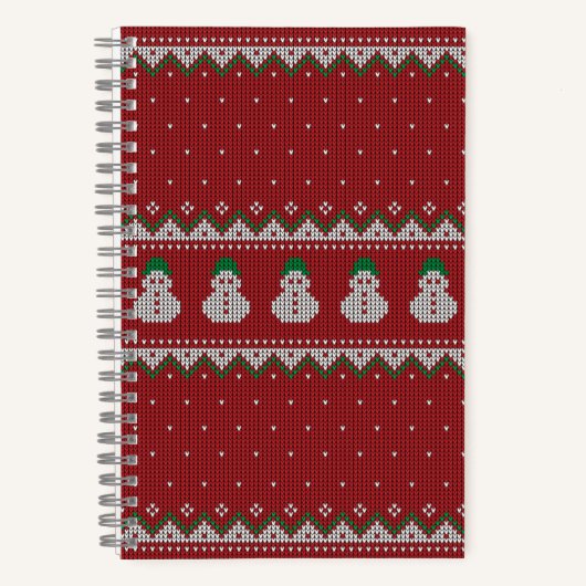 Red Christmas Knit Apple Pattern | Winter Holiday Notitieboek (Voorkant)