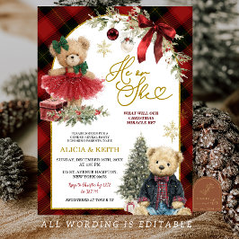 Red Christmas Luxury Bear Gender Reveal Kaart