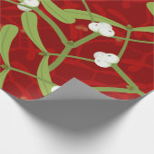 red christmas mistletoe cadeaupapier (Hoek)