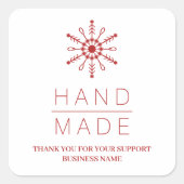 Red Christmas Modern Snowflake for Business Vierkante Sticker (Voorkant)