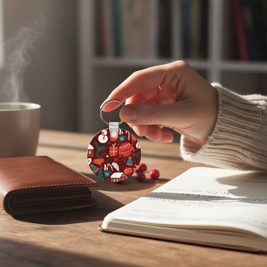 Red Christmas Ornament – Festive Holiday Design Sleutelhanger