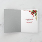 Red Christmas Ornament On Snowy Branch Kaart (Binnen)