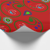 Red Christmas Paisley Wrapping Paper Cadeaupapier (Hoek)