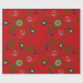 Red Christmas Paisley Wrapping Paper Cadeaupapier (Vlak)