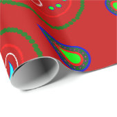 Red Christmas Paisley Wrapping Paper Cadeaupapier (Rol Hoek)