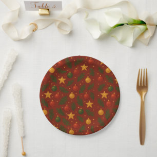 Red Christmas Paper Borden – Classic Holiday Party Papieren Bordje