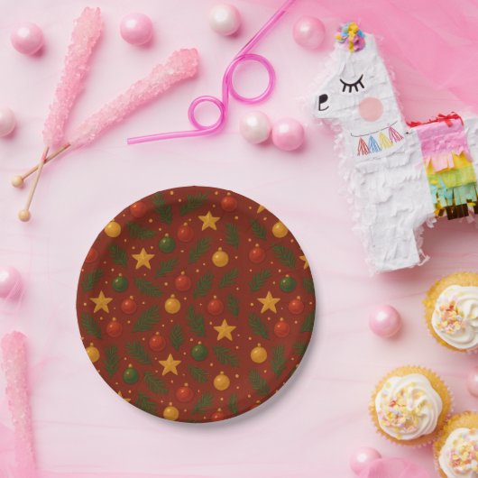 Red Christmas Paper Borden – Classic Holiday Party Papieren Bordje (Feest)