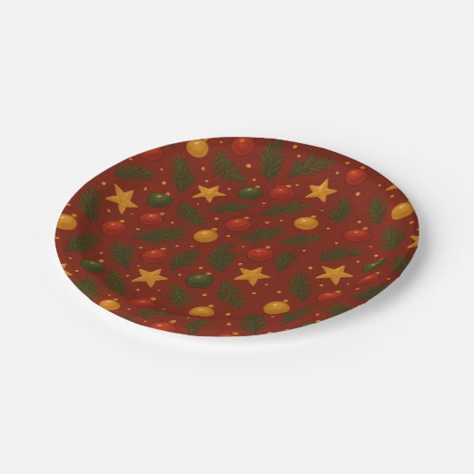 Red Christmas Paper Borden – Classic Holiday Party Papieren Bordje (Gekanteld)