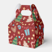 Red Christmas Pattern Gabled Party Favor Gift Box Bedankdoosjes (Achterkant)