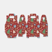 Red Christmas Pattern Gabled Party Favor Gift Box Bedankdoosjes (Uitgevouwen)