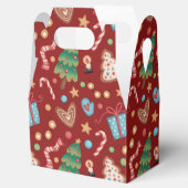 Red Christmas Pattern Gabled Party Favor Gift Box Bedankdoosjes (Geopend)