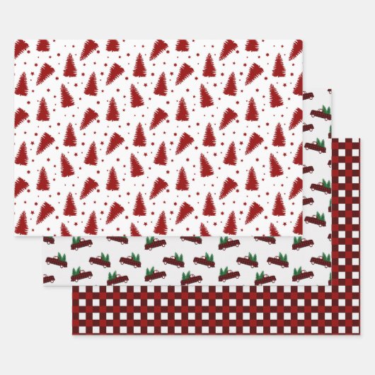 Red Christmas Pattern  Inpakpapier Vel (Set)