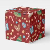 Red Christmas Pattern Party Favor Small Gift Box Bedankdoosjes (Voorkant Zijde)