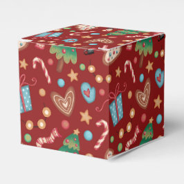 Red Christmas Pattern Party Favor Small Gift Box Bedankdoosjes