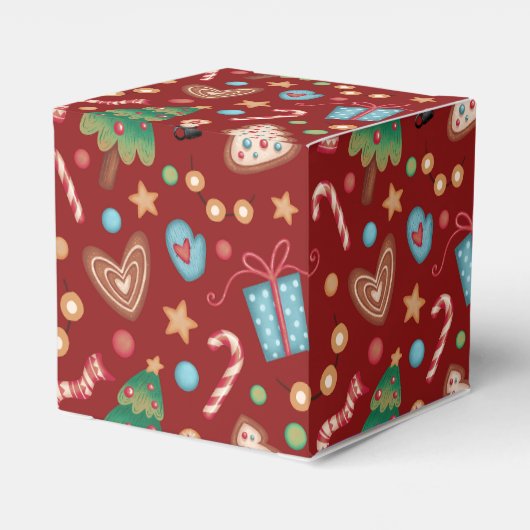 Red Christmas Pattern Party Favor Small Gift Box Bedankdoosjes (Achterkant)