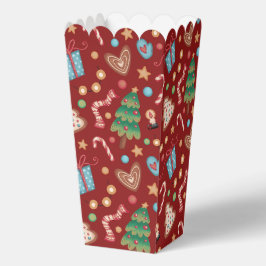 Red Christmas Pattern Popcorn Party Favor Gift Box Bedankdoosjes