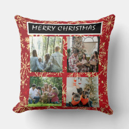 Red Christmas Patterns 4 Photo Collage Kussen