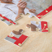 Red Christmas Personalized 6 Photo Collage Legpuzzel (Zijkant)