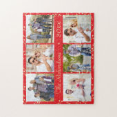 Red Christmas Personalized 6 Photo Collage Legpuzzel (Verticaal)