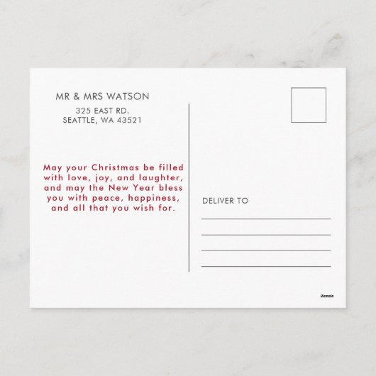 Red Christmas Photo Bow Ribbon  Feestdagenkaart (Achterkant)