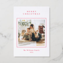 Red Christmas Photo Modern Minimal 