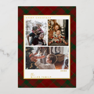 Red Christmas Plaid Holiday Cards Folie Feestdagenkaart