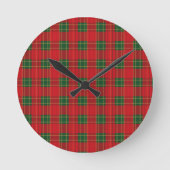 Red Christmas Plaid Pattern | Cozy Holiday Design Ronde Klok (Voorkant)