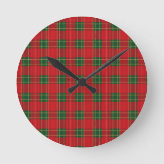 Red Christmas Plaid Pattern | Cozy Holiday Design Ronde Klok