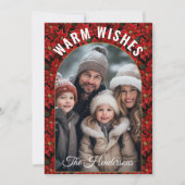 Red Christmas Poinsettia Custom Photo Calendar Feestdagenkaart (Voorkant)