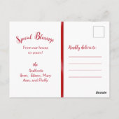 Red Christmas Poinsettia Familie Foto Briefkaart (Achterkant)