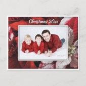 Red Christmas Poinsettia Familie Foto Briefkaart (Voorkant)