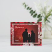 Red Christmas Poinsettia Familie Foto Briefkaart (Staand voorkant)