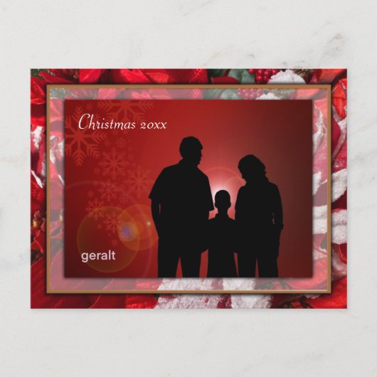 Red Christmas Poinsettia Familie Foto Briefkaart (Voorkant)