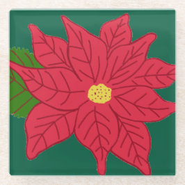 Red Christmas Poinsettia  Glazen Onderzetter
