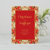 Red Christmas Poinsettia in Snow Folie Uitnodiging (Staand Voorkant)