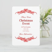 Red Christmas Poinsettia Invitation Kaart (Staand voorkant)