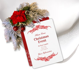 Red Christmas Poinsettia Invitation Kaart