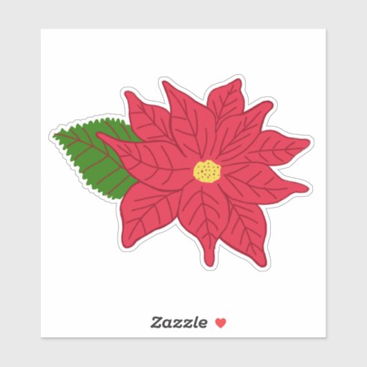 Red Christmas Poinsettia  Sticker (Vel)