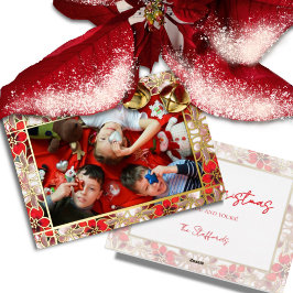 Red Christmas Poinsettias in the Snow Holiday Card Folie Feestdagenkaart