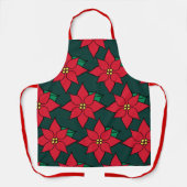 Red Christmas Poinsettias Schort (Voorkant)