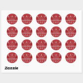 Red Christmas Reindeer Custom Holiday Party Ronde Sticker (Vel)