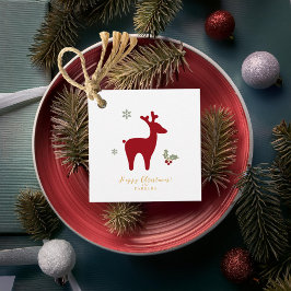 Red Christmas Reindeer Motif#12 ID1009 Bedankjes Labels
