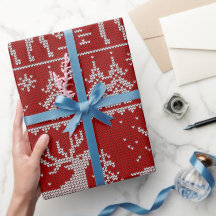 Red Christmas Reindeer Sweater Wrapping Paper