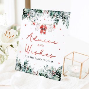 Red Christmas Santa Baby shower Advies en wensen Reclamebord Met Voetstuk