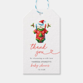 Red Christmas Santa Baby shower Bedankt Cadeaulabel