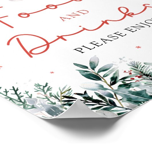 Red Christmas Santa Baby shower Eten en Drinken Poster (Hoek)
