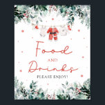 Red Christmas Santa Baby shower Eten en Drinken Poster<br><div class="desc">Het Red Santa Gender Neutral Santa Baby Clothes Christmas Red Christmas Santa Baby shower Eten en Drinken teken voegt een feestelijke en uitnodigende touch aan uw vakantie-thema baby shower. Met een vrolijk rood ontwerp met delicate sneeuwvlokken, seizoensgebonden eucalyptusgroen en schattige op de kerstman geïnspireerde babykleding, leidt dit bord gasten hartelijk...</div>