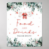 Red Christmas Santa Baby shower Eten en Drinken Poster (Voorkant)