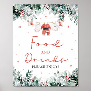Red Christmas Santa Baby shower Eten en Drinken Poster