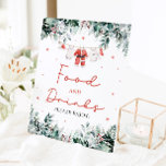 Red Christmas Santa Baby shower Eten en Drinken Reclamebord Met Voetstuk<br><div class="desc">Het Red Santa Gender Neutral Santa Baby Clothes Christmas Red Christmas Santa Baby shower Eten en Drinken teken voegt een feestelijke en uitnodigende touch aan uw vakantie-thema baby shower. Met een vrolijk rood ontwerp met delicate sneeuwvlokken, seizoensgebonden eucalyptusgroen en schattige op de kerstman geïnspireerde babykleding, leidt dit bord gasten hartelijk...</div>